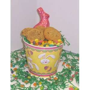   Yellow Bunny Pail with Jelly Beans and Milk Chocolate Bunny 