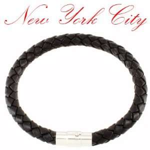  Magnetic 5mm Black Braided Leather Wrist Bracelet 6 