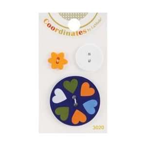   Buttons Dutch Hearts 3/Pkg 49300 3020; 6 Items/Order