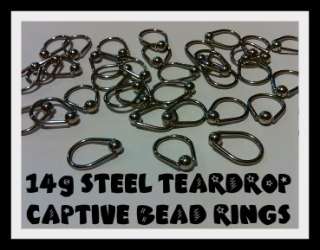 COMPLETE BODY PIERCING KIT~ 14g TEAR DROP CAPTIVE BEAD RING ~ FAST 