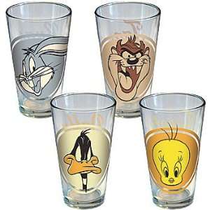 Looney Tunes Pint Glasses Bugs Daffy Tweety Taz Drink Containers (Set 