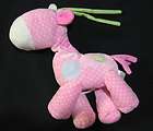 Carters Just One Year Pink Giraffe Musical Crib Pull Plush Lovey Dots