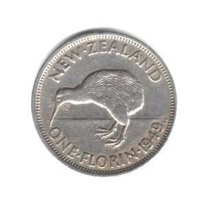  1949 New Zealand Florin (2 Shillings) Coin KM#18 