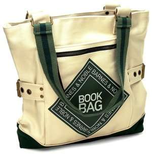    Natural & Green Canvas Book Bag with 