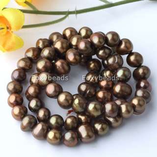 6mm *BROWN Cultured Freshwater Pearl Oval Loose Beads  