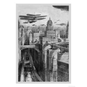 The New York of the Future as Imagined in 1911 Giclee Poster Print by 