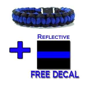Thin Blue Line Paracord Survival Bracelet 8 INCH with Free Decal by 