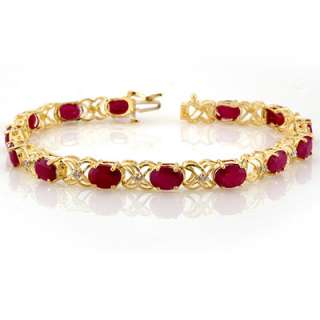 Genuine 16.05 ctw Ruby & Diamond Bracelet Yellow Gold  