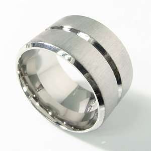 Stainless Steel Men Wide Ring 15mm Brush Band Sz 12 12L  