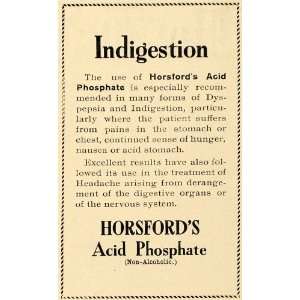 1909 Ad Horsfords Acid Phosphate Remedy Indigestion   Original Print 