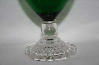 M32 ANCHOR HOCKING Green BUBBLE FOOT Water Goblets 9  