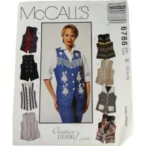  McCalls 6786 Sewing Pattern Misses Lined Vests Size D 12 
