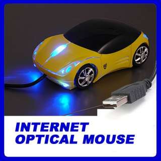 3D Car Optical USB Mouse for PC Laptop&Computer  yellow  