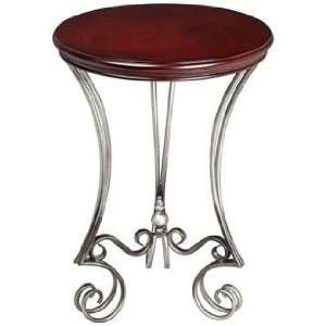    Dark Cherry and Brushed Silver Bardot Accent Table
