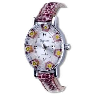  Wine Red Flower Encircled Watch Pugster Jewelry