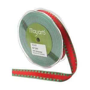  Solid Ribbon W/Dot Wired Edge 5/8X30 Yards Red W/Green 