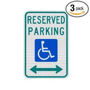  Handicapped Parking Sign, Reserved Parking with Double Arrow 12 x 