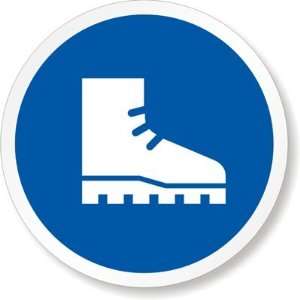  ISO M008   Wear Foot Protection Vinyl Labels, 1 x 1 
