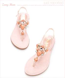   Womens Perfect Jeweled Slingback Flat Sandals in Beige, Pink  