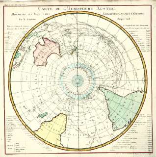 ANTIQUE MAP , POLAR MAP, SOUTHERN HEMISPHERE , J. Cook,1778  