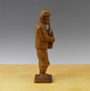 Antique European Oak Sculpture Bagpipe   Player 18th / 19th C.  
