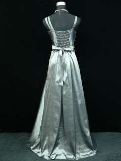   Size Satin Grey Ball Prom Wedding/Evening Gown Dress UK 18 20  