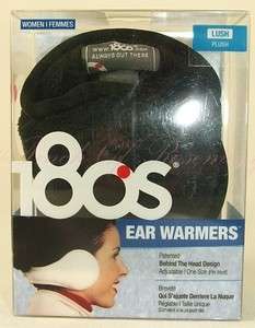 180s Womens Ear Warmers Muffs Lush Plush Black One Size  