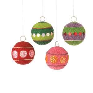  Pack of 8 Vibrant Seed Beaded Christmas Ball Ornaments 4 