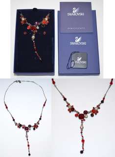   Authentic Swarovski Crystal Red Gisele Necklace Earrings Set  