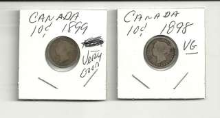 1898 & 1899 CANADA 10 CENT SILVER COINS (8534WORLD)  