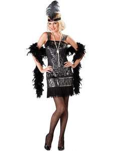Adult Ladies Halloween Costume   1920s Flirty Flapper Dress  