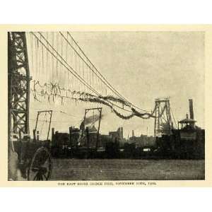  1904 Print Antique East River Bridge Williamsburg Fire 
