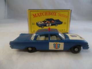 1963 Lesney Matchbox Ford Fairlane 55 B 55b Police Cop Car Light Blue 
