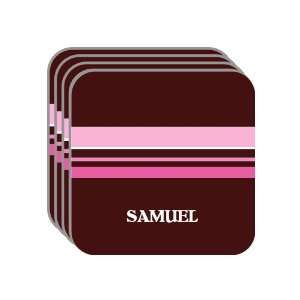 Personal Name Gift   SAMUEL Set of 4 Mini Mousepad Coasters (pink 