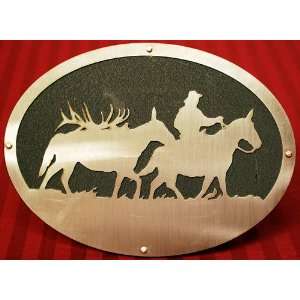    Elk Hunting Laser Cut Stainless Trailer Hitch Cover Automotive