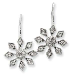  Sterling Silver CZ Snowflake Earrings Jewelry