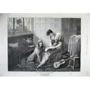  1886 Edith Berkley Fine Art Woman Dog Music Letter