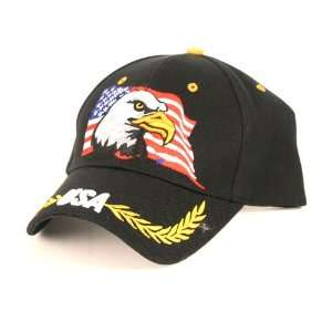   /Hat with Bald Eagle and American Flag, Gold Wreaths 