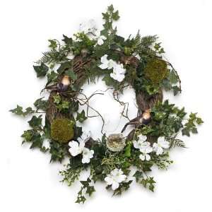  Dogwood & Ivy Wreath with Bird (28 Inches)
