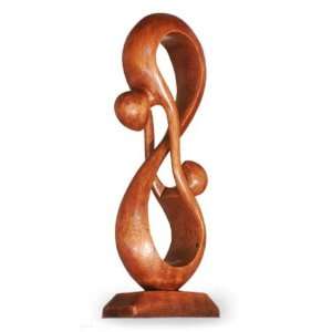    Handcrafted Wood Statuette, Acrobat Lovers