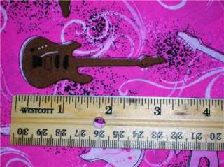 New Pink Guitars Music Instrument Girls Fabric BTY  