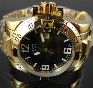 Invicta Reserve Excursion 18K Yellow Gold Plated Black Mother of Pearl 