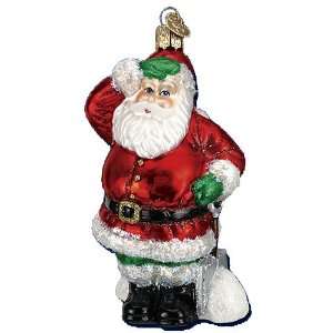  Old World Christmas Shoveling Santa Glass Ornament 