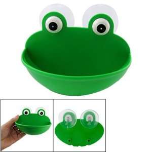 Bulging Eyes Green Frog Head Design Plastic Soap Case Holder  