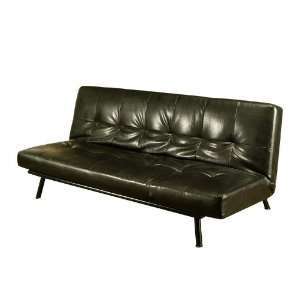  Convertible Futon Sofa Chaise in Black Bi Cast Fabric 