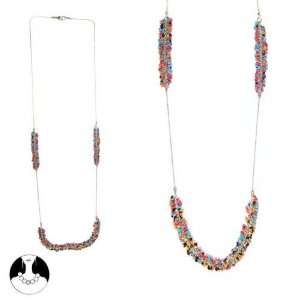   women necklace long necklace 110 cm silver multicolor glass Jewelry