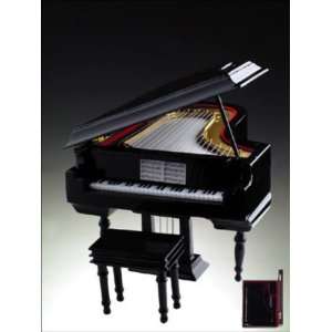 Black Grand Wooden Piano Musical 18 Note Music Box Gift 