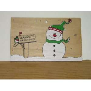  American Made Wooden Post Card ( Snowman) ( 5.5 X 3.5 