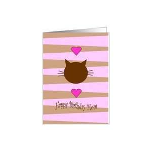  Happy Birthday Mom   Cat theme with hearts and stripes 