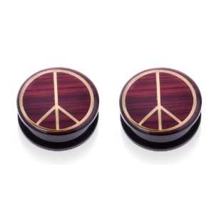   with Gold Peace Sign and Wood Like Background   25mm   Pair Jewelry
